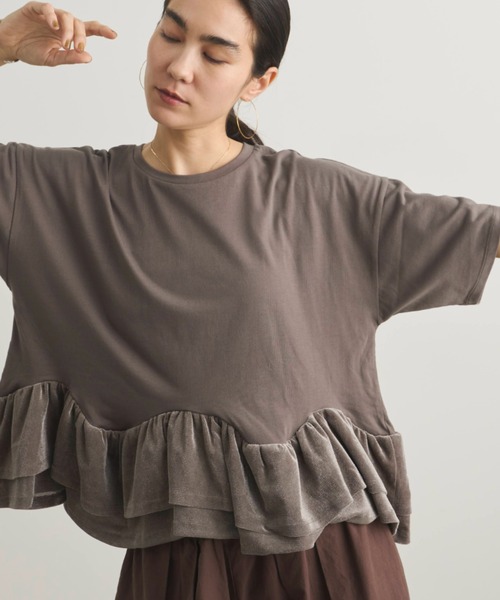 Libra Cue（リブラ キュー）の「裾フリルルーズカットソー（Tシャツ/カットソー・レディース・ブラック/オフホワイト/チャコールグレー・FREE）」の11枚目の写真