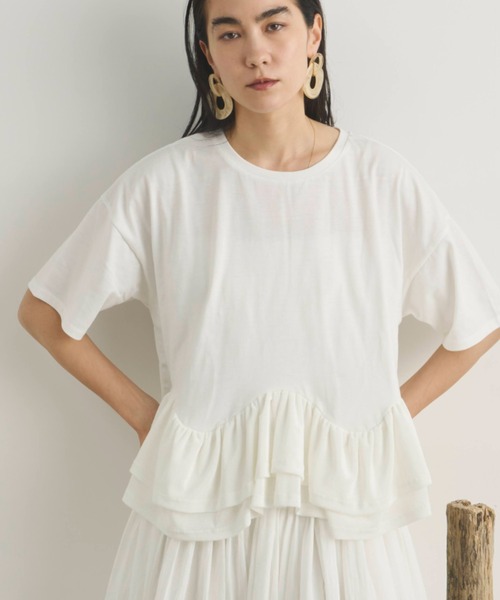 Libra Cue（リブラ キュー）の「裾フリルルーズカットソー（Tシャツ/カットソー・レディース・ブラック/オフホワイト/チャコールグレー・FREE）」の17枚目の写真