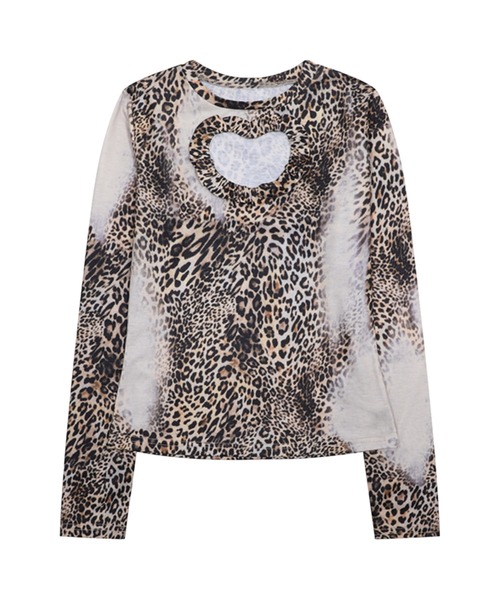 HOOK(フック)の「【HOOK】for girls レオパードハートカットトップス(Tシャツ/カットソー・レディース・レオパード・SMALL/MEDIUM)」の2枚目の写真