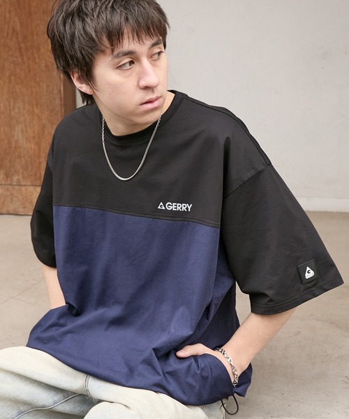 GERRY(ジェリー)の「GERRY/ジェリー 別注 ドロスト ワッペンロゴ刺繍 ビッグシルエット半袖Tシャツ / 接触冷感・吸水速乾(Tシャツ/カットソー・メンズ・ライトグレー/ブラウン系/グレー系/ネイビー/ブラック/モカ/チャコール/ネイビー系・M/S/XL/L)」の8枚目の写真