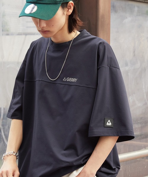 GERRY(ジェリー)の「GERRY/ジェリー 別注 ドロスト ワッペンロゴ刺繍 ビッグシルエット半袖Tシャツ / 接触冷感・吸水速乾(Tシャツ/カットソー・メンズ・ライトグレー/ブラウン系/グレー系/ネイビー/ブラック/モカ/チャコール/ネイビー系・M/S/XL/L)」の7枚目の写真