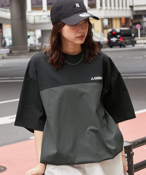 GERRY(ジェリー)の「GERRY/ジェリー 別注 ドロスト ワッペンロゴ刺繍 ビッグシルエット半袖Tシャツ / 接触冷感・吸水速乾(Tシャツ/カットソー・メンズ・ライトグレー/ブラウン系/グレー系/ネイビー/ブラック/モカ/チャコール/ネイビー系・M/S/XL/L)」の22枚目の写真