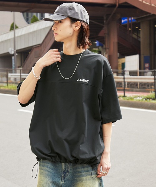 GERRY(ジェリー)の「GERRY/ジェリー 別注 ドロスト ワッペンロゴ刺繍 ビッグシルエット半袖Tシャツ / 接触冷感・吸水速乾(Tシャツ/カットソー・メンズ・ライトグレー/ブラウン系/グレー系/ネイビー/ブラック/モカ/チャコール/ネイビー系・M/S/XL/L)」の9枚目の写真