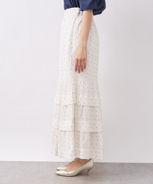 La boutique BonBon（ラブティックボンボン）の「【さらっとした着心地】ドット刺繍ティアードスカート（スカート・レディース・ブラック/オフホワイト・36/38）」の13枚目の写真