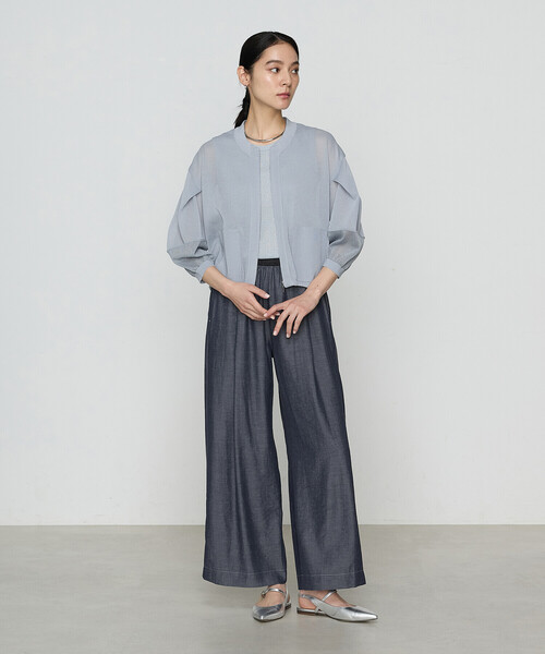 Gabardine K.T(ギャバジンケーティー)の「オトナシャンブレー タックワイドパンツ(その他パンツ・レディース・ネイビー/ブルー・5号/11号/9号/7号)」の16枚目の写真