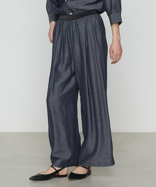 Gabardine K.T(ギャバジンケーティー)の「オトナシャンブレー タックワイドパンツ(その他パンツ・レディース・ネイビー/ブルー・5号/11号/9号/7号)」の15枚目の写真