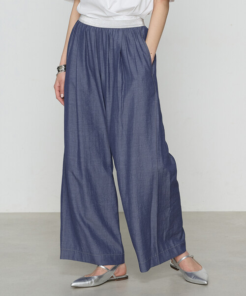 Gabardine K.T(ギャバジンケーティー)の「オトナシャンブレー タックワイドパンツ(その他パンツ・レディース・ネイビー/ブルー・5号/11号/9号/7号)」の20枚目の写真