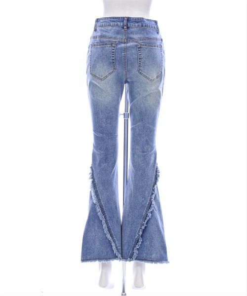 clear（クリア）の「【低身長用サイズ有】ミドルライズフリンジフレアデニムパンツ [着回し力抜群 韓国ファッション 大人]（デニムパンツ・レディース・ブルー/ブラック/ライトブルー・S/M/XS/PS）」の12枚目の写真