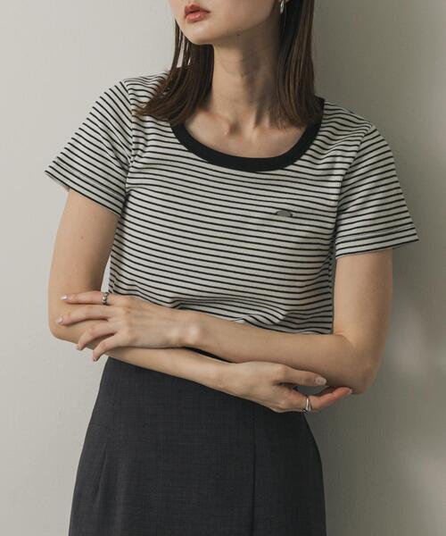 SENSE OF PLACE by URBAN RESEARCH(センスオブプレイスバイアーバンリサーチ)の「『一部WEB限定カラー』ラウンドネックリブTシャツ(半袖)(Tシャツ/カットソー・レディース・ブラック/ホワイト系その他/オフホワイト/チャコールグレー/レッド/その他1/その他2/ブラウン・ONE)」の3枚目の写真