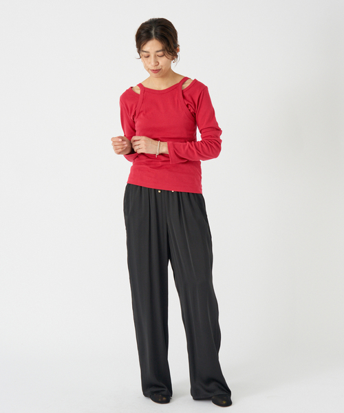 IENA（イエナ）の「ONIT/オニット SHORT LS TEE+AS CAMI（Tシャツ/カットソー・レディース・ブラック/レッド・X-SMALL）」の18枚目の写真