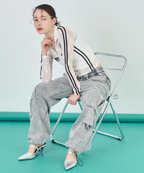 ANAP（アナップ）の「ゲーミング ZIP レース ジャケット（ブルゾン・レディース・ブラック/ホワイト・FREE）」の6枚目の写真