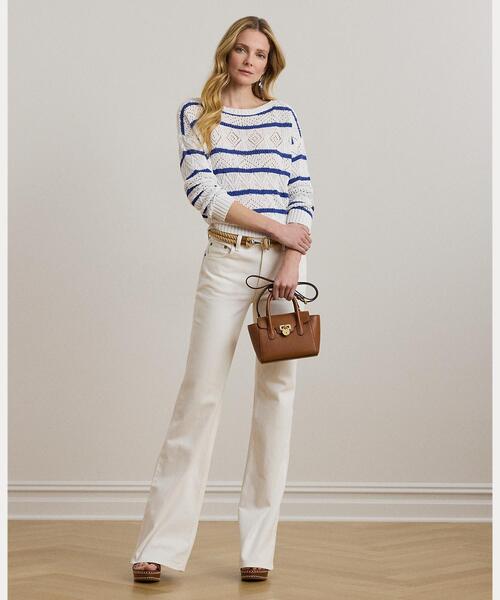 LAUREN RALPH LAUREN / ローレン ラルフ ローレン ストライプド ポインテール コットンブレンド セーター ストライプド ポインテール コットンブレンド セーター（ニット