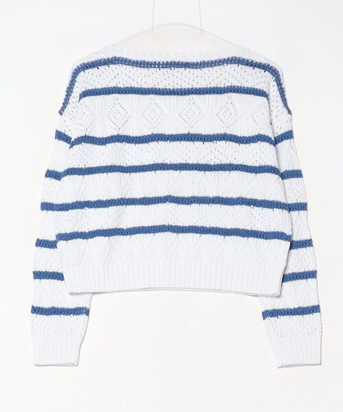 LAUREN RALPH LAUREN / ローレン ラルフ ローレン ストライプド ポインテール コットンブレンド セーター RALPH LAUREN｜ストライプド ポインテール コットンブレンド