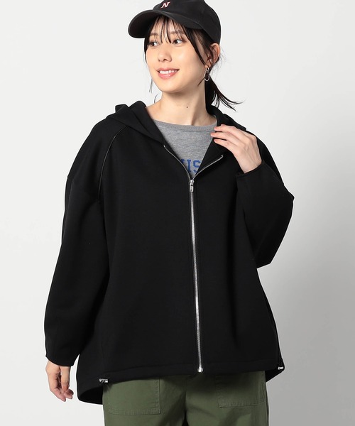 セール】ダンボール素材 パイピングZIPフードブルゾン（ブルゾン
