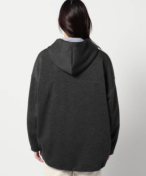 Grand PARK（グランドパーク）の「ダンボール素材　パイピングZIPフードブルゾン（ブルゾン・レディース・グレイッシュベージュ/ブラック/チャコールグレー・FREE）」の8枚目の写真