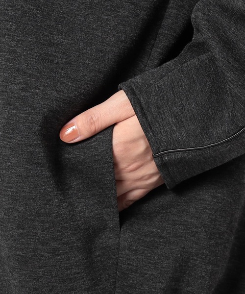 Grand PARK（グランドパーク）の「ダンボール素材　パイピングZIPフードブルゾン（ブルゾン・レディース・グレイッシュベージュ/ブラック/チャコールグレー・FREE）」の11枚目の写真