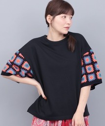 チチカカ | クロシェ風スリーブＴシャツ(Tシャツ/カットソー)