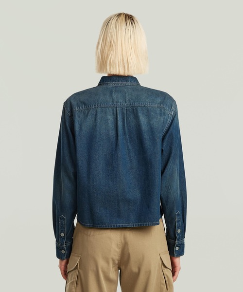 G-STAR（ジースター）の「BOXY RELAXED 1-POCKET SHIRT/1ポケットクロップドリラックスデニムシャツ/オーバーサイズ（シャツ/ブラウス・レディース・インディゴブルー・SMALL/MEDIUM/X-SMALL）」の6枚目の写真