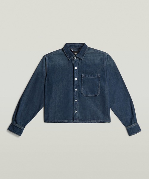 G-STAR（ジースター）の「BOXY RELAXED 1-POCKET SHIRT/1ポケットクロップドリラックスデニムシャツ/オーバーサイズ（シャツ/ブラウス・レディース・インディゴブルー・SMALL/MEDIUM/X-SMALL）」の2枚目の写真