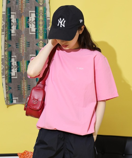 NERDY（ノルディ）の「ウーブンベーシック Tシャツ（Tシャツ/カットソー・メンズ・ブラック/ベージュ/ピンク/グリーン・SS/S/M/L）」の4枚目の写真