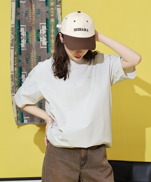 NERDY（ノルディ）の「ウーブンベーシック Tシャツ（Tシャツ/カットソー・メンズ・ブラック/ベージュ/ピンク/グリーン・SS/S/M/L）」の10枚目の写真