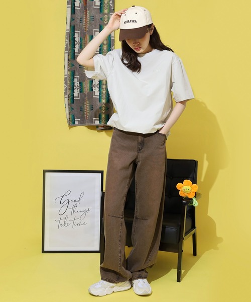 NERDY（ノルディ）の「ウーブンベーシック Tシャツ（Tシャツ/カットソー・メンズ・ブラック/ベージュ/ピンク/グリーン・SS/S/M/L）」の12枚目の写真