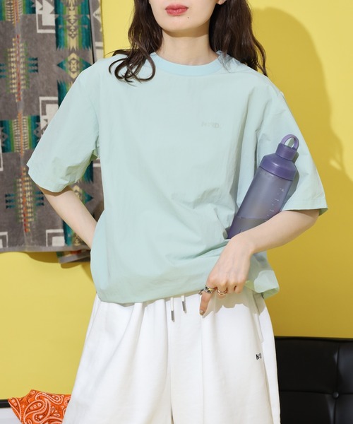 NERDY（ノルディ）の「ウーブンベーシック Tシャツ（Tシャツ/カットソー・メンズ・ブラック/ベージュ/ピンク/グリーン・SS/S/M/L）」の14枚目の写真