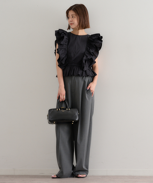 U by SPICK&SPAN（ユーバイスピックアンドスパン）の「コットンフリルピンタックブラウス（シャツ/ブラウス・レディース・ホワイト/ブラック・FREE）」の9枚目の写真
