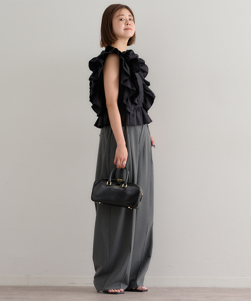 U by SPICK&SPAN（ユーバイスピックアンドスパン）の「コットンフリルピンタックブラウス（シャツ/ブラウス・レディース・ホワイト/ブラック・FREE）」の11枚目の写真