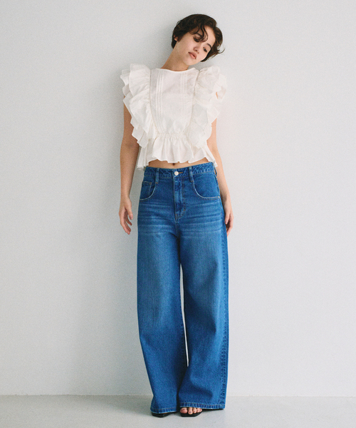 U by SPICK&SPAN（ユーバイスピックアンドスパン）の「コットンフリルピンタックブラウス（シャツ/ブラウス・レディース・ホワイト/ブラック・FREE）」の13枚目の写真
