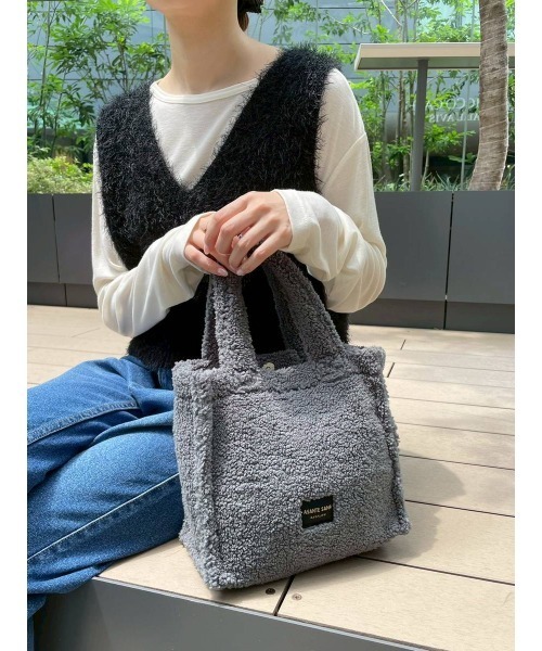 BAYFLOW(ベイフロー)の「【ASANTE SANA】ボアトート(トートバッグ・レディース・ブラウン/グレー・0)」の2枚目の写真