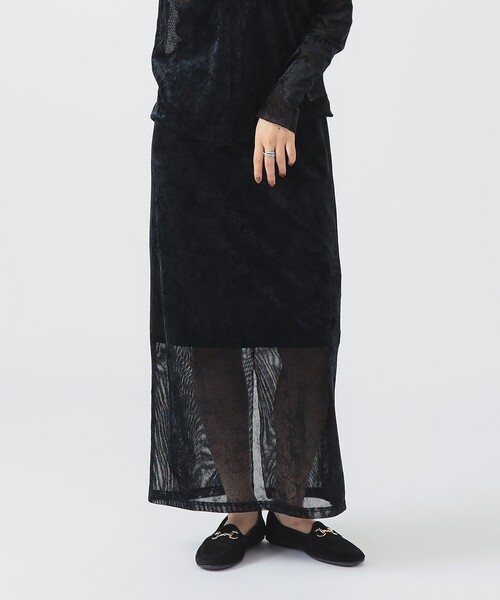 B:MING by BEAMS(ビーミングバイビームス)の「シアー ベロア ナロー スカート(S~M)(スカート・レディース・ブラック/ブルー系その他・MEDIUM/SMALL)」の5枚目の写真
