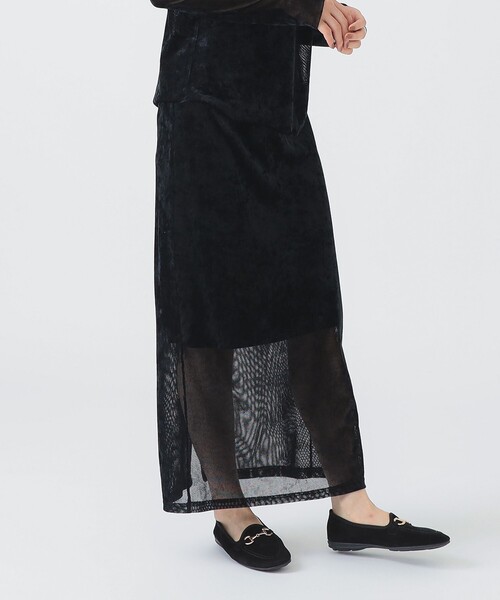 B:MING by BEAMS(ビーミングバイビームス)の「シアー ベロア ナロー スカート(S~M)(スカート・レディース・ブラック/ブルー系その他・MEDIUM/SMALL)」の3枚目の写真