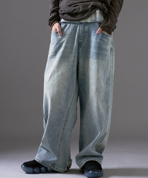 再構築 remake リメイク ドッキング フレア ワーク パンツ 下北沢 原宿 C/F/W OX PLEATS HALF PANTS(S BLACK): Vintage｜THE SHOP YOHJI