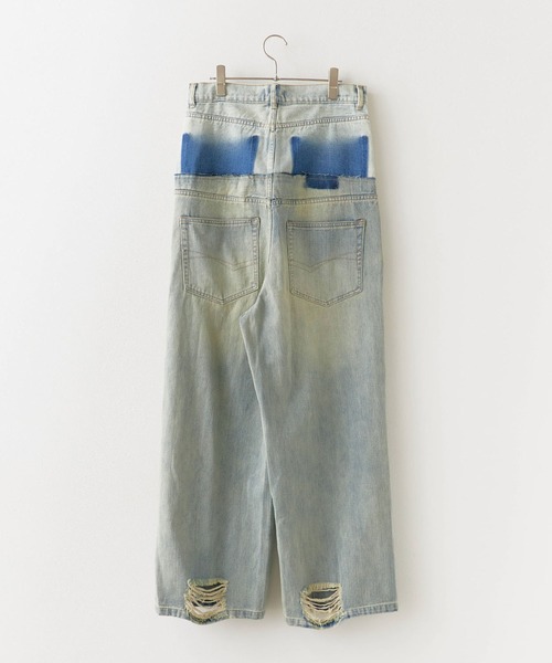 セール】Remake processed four-pocket denim pants/リメイク加工4つ