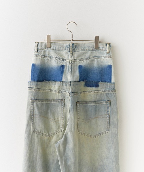 リメイク加工デニム Remake processed four-pocket denim pants/リメイク加工4つ