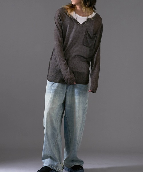 セール】Remake processed four-pocket denim pants/リメイク加工4つ