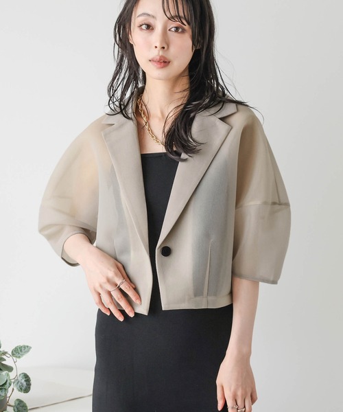 ジャケット　M　yumi ランタンスリーブ INTER FACTORY ベージュ INTER FACTORY（インターファクトリー）の「yumi. - ランタン