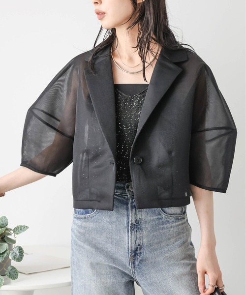 AMELY(エミリー)の「ランタンスリーブ シアージャケット(その他アウター・レディース・ブラック/ベージュ・フリー)」の10枚目の写真