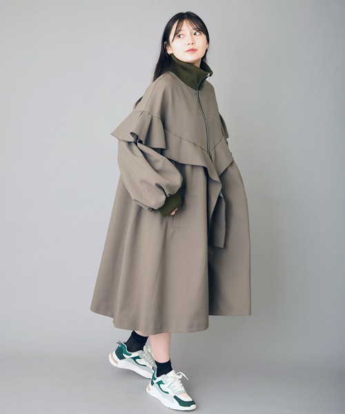 FLUMOR(フラマー)の「Aラインフリルコート(モッズコート・レディース・ブラック・38)」の15枚目の写真