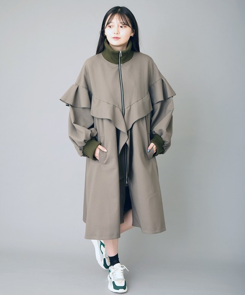 FLUMOR(フラマー)の「Aラインフリルコート(モッズコート・レディース・ブラック・38)」の14枚目の写真