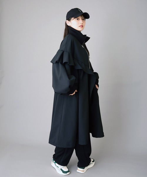 FLUMOR(フラマー)の「Aラインフリルコート(モッズコート・レディース・ブラック・38)」の9枚目の写真