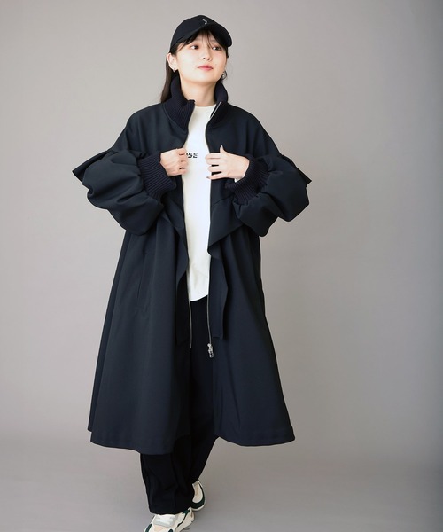 FLUMOR(フラマー)の「Aラインフリルコート(モッズコート・レディース・ブラック・38)」の6枚目の写真