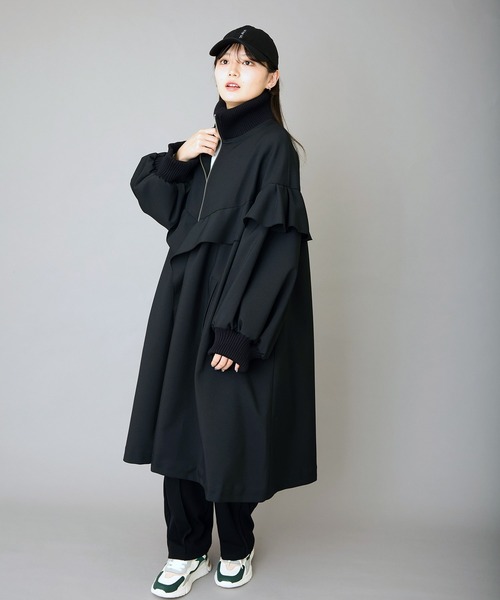 FLUMOR(フラマー)の「Aラインフリルコート(モッズコート・レディース・ブラック・38)」の10枚目の写真