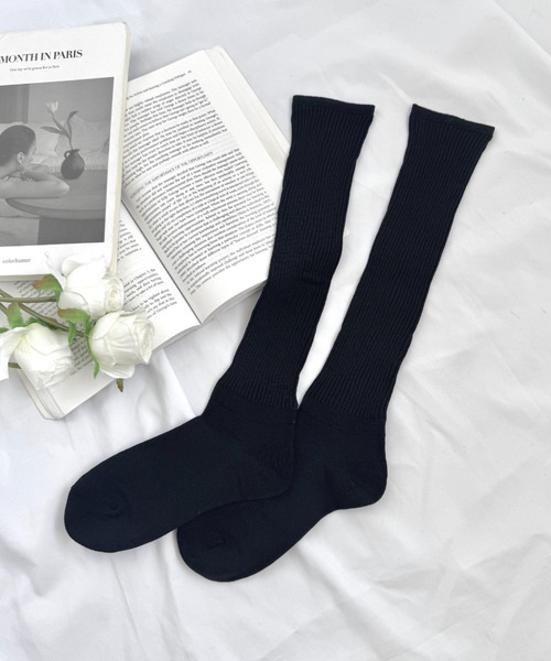 Loueme（ルエム）の「【6色展開】カラーリブハイソックス（ソックス/靴下・レディース・グレー/ブラウン/ホワイト/ブラック/アイボリー/レッド・FREE）」の21枚目の写真