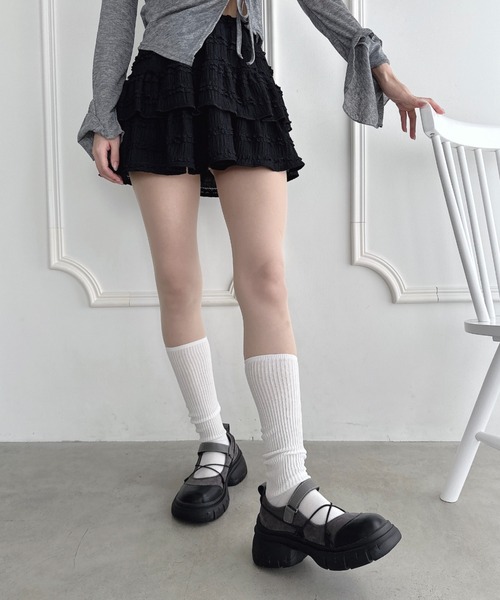 Loueme（ルエム）の「【6色展開】カラーリブハイソックス（ソックス/靴下・レディース・グレー/ブラウン/ホワイト/ブラック/アイボリー/レッド・FREE）」の11枚目の写真