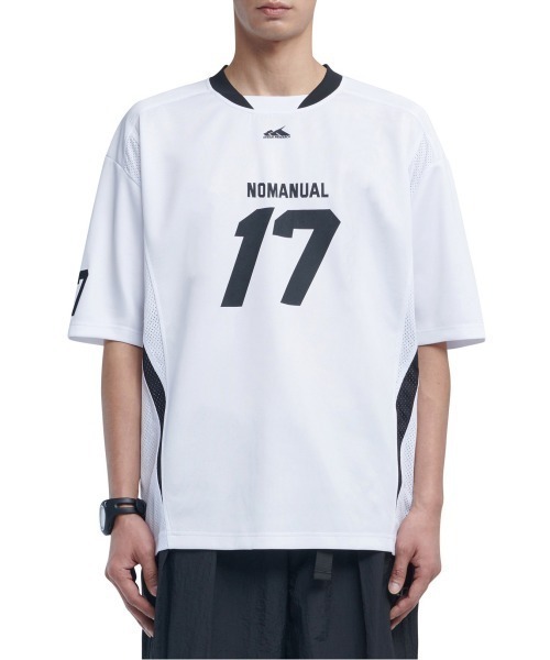 NOMANUAL /ノーマニュアル」17 MESH BLOCK FOOTBALL JERSEY（T