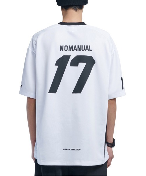 韓国男子 人気ブランド[NOMANUAL] STRIPE FOOTBALL SHIRT NOMANUAL /ノーマニュアル」17 MESH BLOCK FOOTBALL JERSEY（T