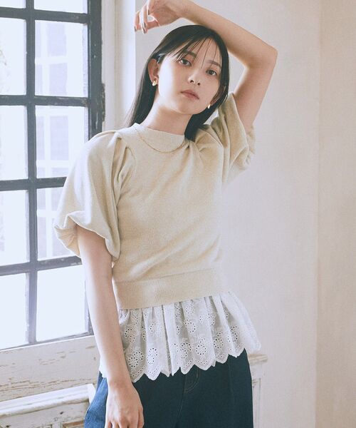 earth music&ecology（アースミュージックアンドエコロジー）の「コットンレースヘムインナー（タンクトップ・レディース・ブラック/オフホワイト・FREE）」の10枚目の写真