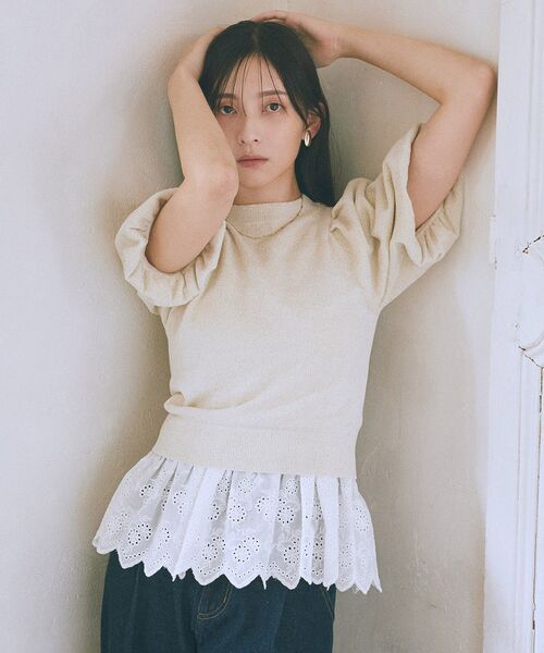 earth music&ecology（アースミュージックアンドエコロジー）の「コットンレースヘムインナー（タンクトップ・レディース・ブラック/オフホワイト・FREE）」の11枚目の写真